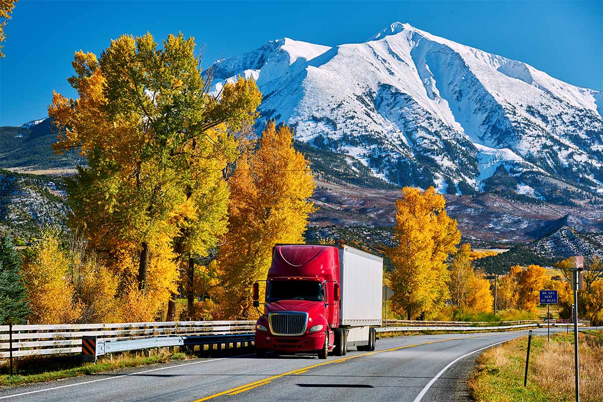 truck driving near mountains