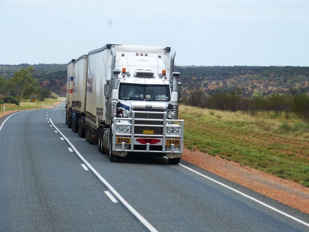 dry van on empty road